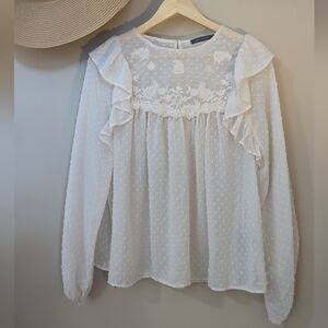 Elegant Cream Blouse with Lace Details